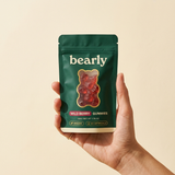 Bearly pouch held in one hand — compact 50g size