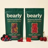 Bearly Wild Berry and Sour Cherry pouches with fresh fruit — 1 serving per pouch